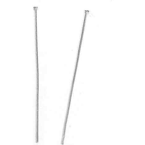 200 épingles à tête plate résistantes au ternissement, épingles à tête plate en métal, épingles à tête longue pour la création de boucles d'oreilles pendantes (50 mm, tête : 1,5 mm)