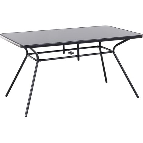 Garden Dining Table LIVO 140 cm 80 cm Glass Black (1/5)