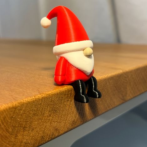 Neue, 3D-gedruckte sitzende Weihnachtsmann-Statue, Mini-Weihnachtsmann-Dekorationsfigur, sitzende Weihnachtsfigur. (1/4)