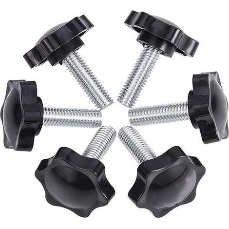 Butterfly, 6 Stück M8 50 44 Rändelschrauben, Rändelschraubenclips aus Kunststoff für Sternknöpfe