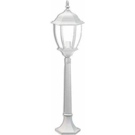 TrAdE Shop Traesio - Lampione Giardino 870mm Lanterna In Vetro E27 Luce Esterno Alluminio Es39 Bianco - (1/3)