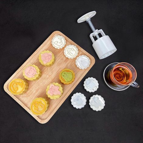 Moule à gâteau presse-pâte pour la Fête de la Mi-Automne, outil de pâtisserie maison avec 6 tampons animaux (1/4)