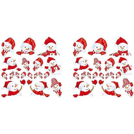 feuilles d'autocollants muraux décoratifs de Noël, motif bonhomme de neige, autocollants muraux en verre de style dessin animé, autocollants pour fenêtres, autocollants muraux amovibles-28X28CM