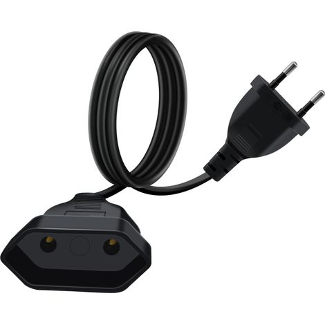 Rallonge Euro 2.5A 250V 625W Cable D'extension Euro 2x0.75 mm² Rallonge Câble Euro, pour Une Utilisation en Intérieur TV, PC, Moniteur (Noir, 1m) (1/5)