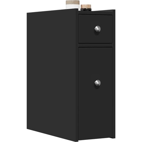 Armoire de salle de bain étroite avec roulettes noir (1/5)