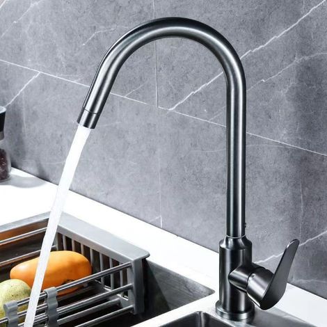 Universal Rotatable Stainless Steel Kitchen Sink Faucet, Hot and Cold Water Dual-Use Concealed Faucet, Cross-border Import - Mermaid V-Pipe Style