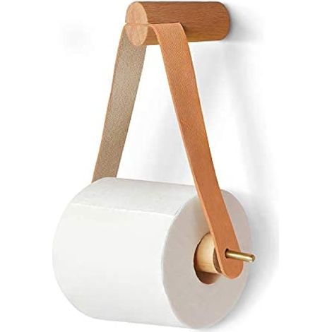 Nordic Porte-Rouleau Vintage en Bois Mural,Support Derouleur Porte Papier Toilette pour Salle de Bains WC Deco (1/4)