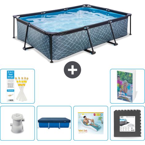 Exit Pool Rechteckig - Steinoptik - 300x200x65 cm - 7-teilig S223