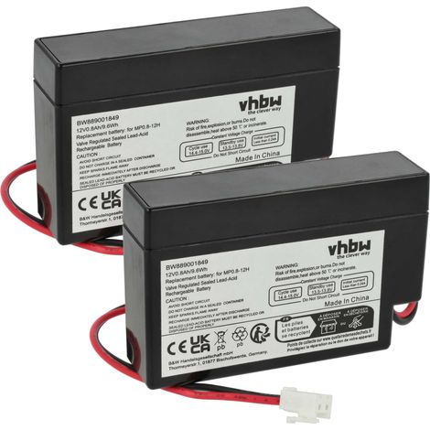 vhbw 2x Akku Ersatz für MP0.8-12H für diverse Geräte (800mAh, 12V, AGM, JST Stecker) 6x Zellen