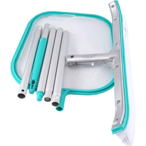 Outils de nettoyage piscine - Filet plat en avec épuisette Manche télescopique Brosse à récurer 45,7 cm Pour nettoyer la saleté des murs, et marches (1/5)