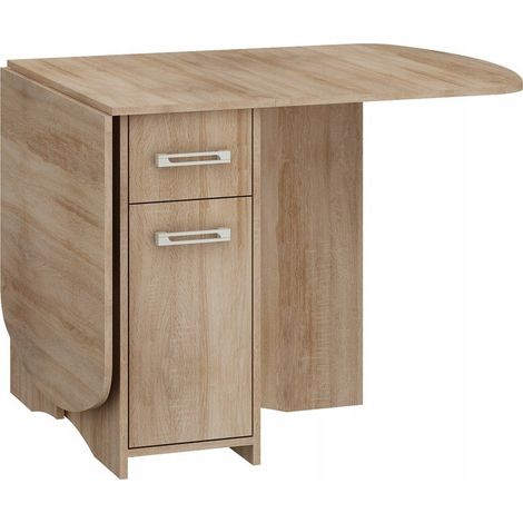 Table à manger ovale pliante avec 2 tiroirs Chêne Sonoma 160x80cm modèle:HOMNI 2 Table pliable (1/5)