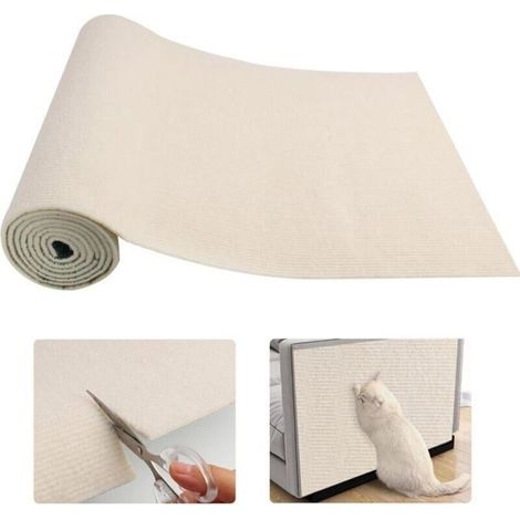 Protection Canape Chat Anti Griffe 40×200 cm,DIY Protege Canape Griffe Chat,Griffoir Chat Canapé Auto-adhésifs - Beige (1/5)