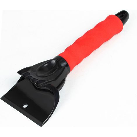Raschietto per ghiaccio, raschietto per ghiaccio in plastica con manico antiscivolo, strumento multifunzionale, pala da neve per auto, rosso