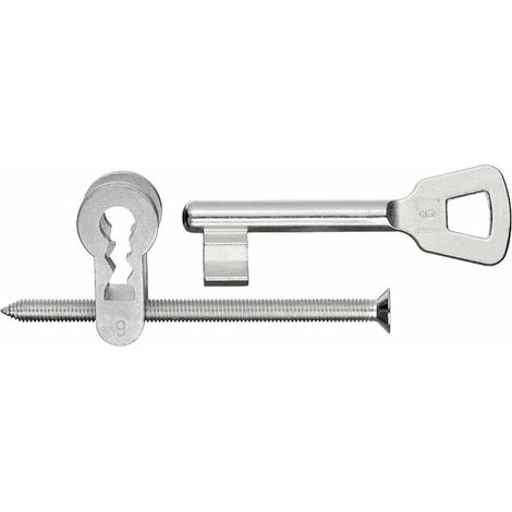 Insert de clé L pour serrures à mortaiser avec clé nickelée et vis de têtière M5x60 détachée Serrure à gorge Adaptateur Cylindre Verrou Sécurité Garniture, fermeture 3 (1/3)