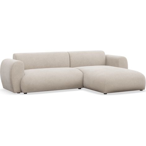 Selsey Emia – L-Form Ecksofa mit Schlaffunktion, Chenille-Stoff, rechts ausgerichtet, Beige