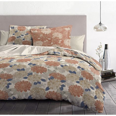 Housse de Couette 3 Pièces 100% Coton 57 Fils 2 Personne 220x240 cm Taupe (1/5)