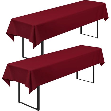 Set de 2 housses de table de bière 250x100cm Bordeaux Rouge, lavable, opaque