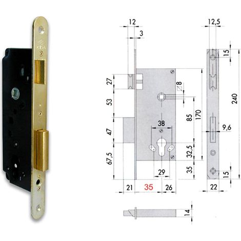 Cisa 5C130-35-0 Serratura Infilare Cil Sag Bt F22