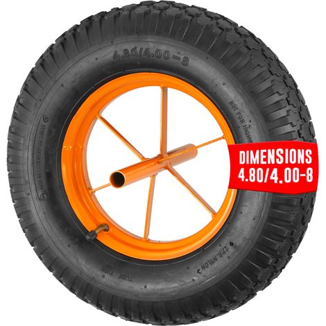 Roue gonflable pour Brouette 15'' - Ø 380 x 80 mm – Avec Axe 20 mm - Roue caoutchouc - Haute résistance