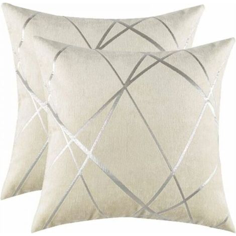 2PCS 45x45CM Ivory Luxury Velvet Throw Pillow Covers Case, Comfortable Accent Cushion Cover, Best Decorative Square Pillow Covers Sofa Couch Bed Sofa Set (1/5)