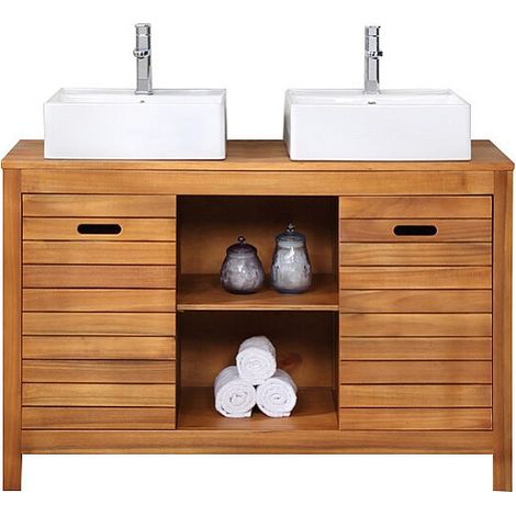 Mobile bagno con lavabo semplice 130 cm in Legno d'acacia - PULUKAN