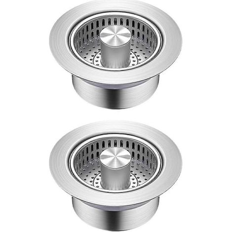 Crépine d'évier 3 en 1, bouchon d'évier en acier inoxydable 304, bouchon anti-obstruction (1/5)