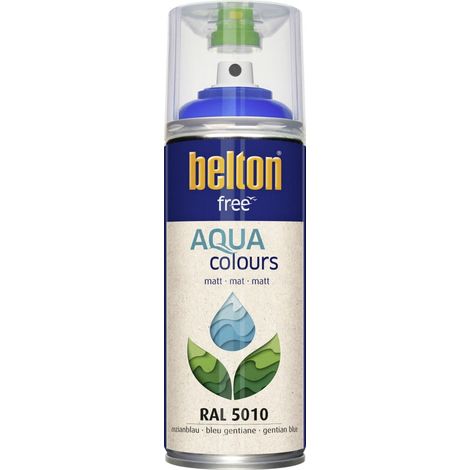 belton free Lackspray AQUAcolours 400 ml enzianblau hochglanz Wasserlack (1/3)