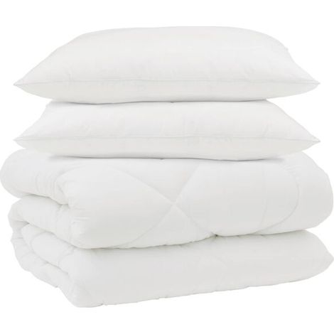 Ensemble couette et oreiller d'hiver (3 pièces), microfibre blanche (1/5)