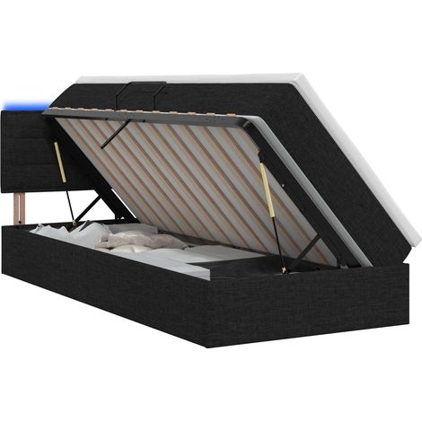Maison Exclusive - Letto con contenitore LED e materasso Nero 100 x 200 cm Tessuto (1/5)