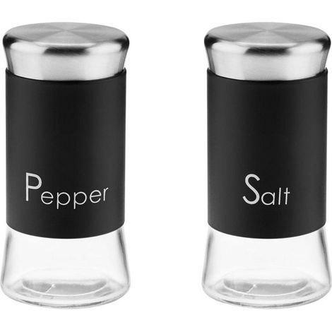 Salero + pimentero, recipiente de vidrio para especias Greno, 150 ml, acero negro