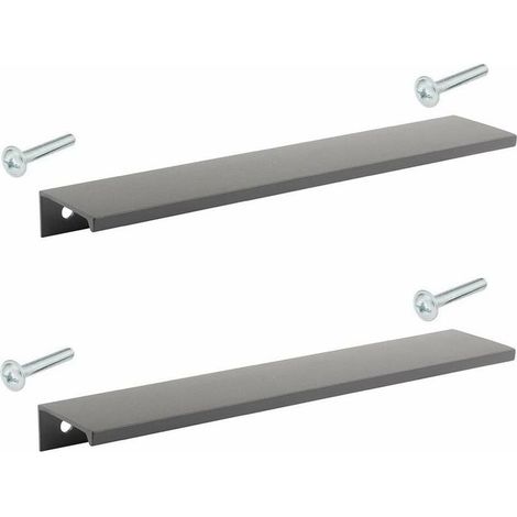 – Lot de 2 poignées de meuble métal noir mat 180mm – Entraxe 160mm – Design extra plat pour cuisine et salle de bain (1/4)