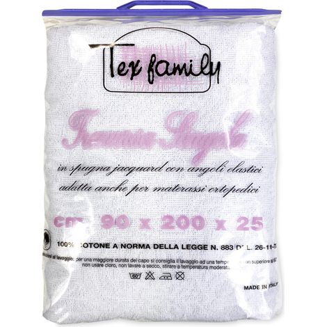 TRAVERSA COPRIMATERASSO IN SPUGNA DI PURO COTONE TEX FAMILY 1 PIAZZA (1/5)