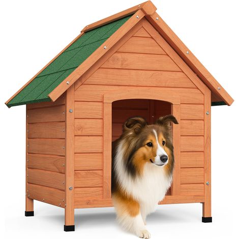 Niche pour Chien Extérieure en Bois Maison Chien avec Toit Étanche Plancher Amovible et Pieds Antidérapants Abri Robuste Adaptée à Tous Types de Chiens 72x65x83cm Bois (1/5)