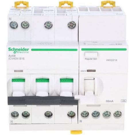 Interruttore automatico combinato 4P 16A 0.03A tipo A iCV40N-A30-B16-3N