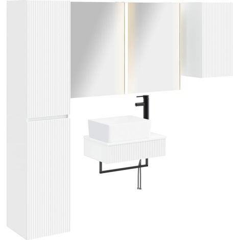 Bathroom Furniture Set 5 pcs White Engineered Wood and Glass vidaXL (1/5)