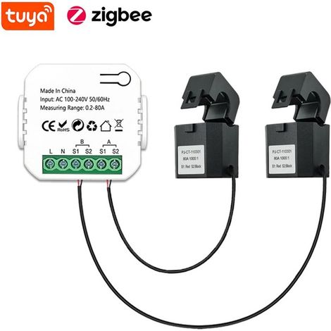 Tuya Misuratore di Energia Bidirezionale Smart ZigBee con Pinza Tuya Switch + 2 Pinze 80A (1/2)
