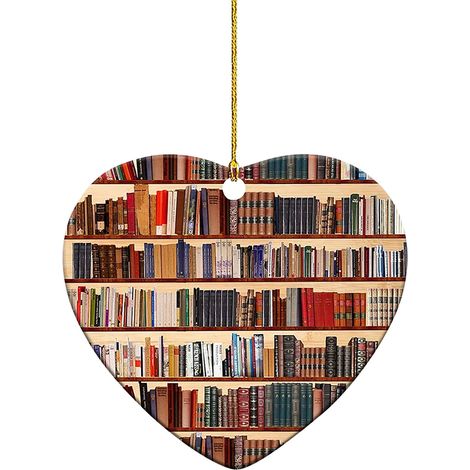 Pendentif Livres - Décoration en Acrylique en Forme de Cœur avec Empilement de Livres - Pour Arbre de Noël, Intérieur, Jardin - 1 Pièce (1/5)