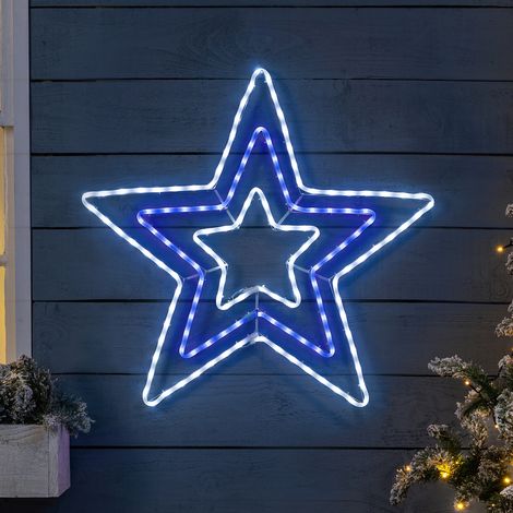 Light Up Christmas Star (80cm) - Blue & White (1/5)