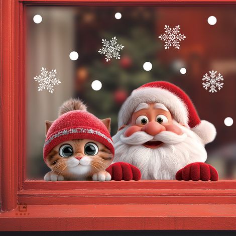 Décoration de Noël - Sticker de fenêtre de Noël - Effet 3D - Visibilité recto verso - Décoration de Noël amovible 30 x 20 cm (2 pièces) (1/5)
