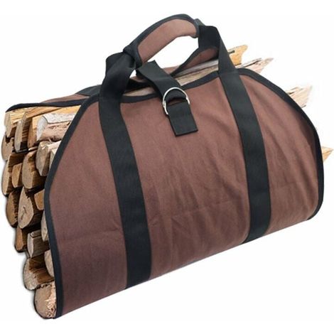 Segeltuch-Kaminholztasche, Holztransport-Aufbewahrungstasche, Holzkörbe, Brennholzkörbe, festes, wasserdichtes Segeltuch, Holzhalter mit Griffen für Holzofen (1/5)