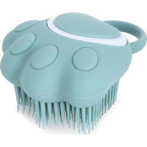 Brosse de toilettage pour animaux de compagnie, peigne de bain en caoutchouc de silicone, brosse de massage en silicone souple pour chiot, brosse de nettoyage avec distributeur de shampooing, (1/5)