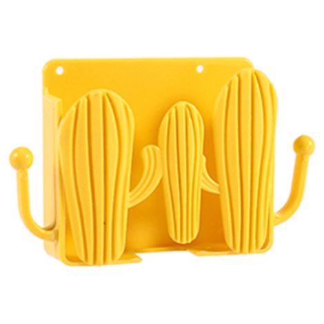 Boîte de rangement murale 4 pièces, boîte de rangement murale pour télécommande avec 2 crochets, jaune pour télécommandes, téléphones portables, écouteurs, etc. (1/5)