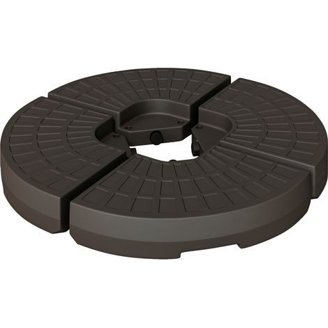 4-teiliger Sonnenschirmständer. Sonnenschirmgewichte. Sonnenschirmhalterung. Kreuzfuß, befüllbar mit Sand/Wasser bis zu 25/17 kg. Sonnenschirmständergewichte aus kaffeefarbenem HDPE. (1/5)