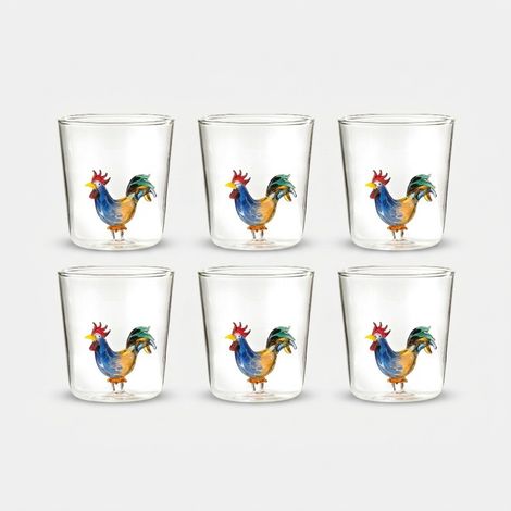 Set 6 bicchieri in vetro artigianale Made in Italy Cocoricó (1/2)