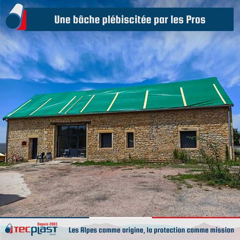 Tecplast – Bâche de protection 10x12 m 250g/m² – Étanchéité totale – Résistante aux intempéries – Ourlet périphérique et œillets aluminium