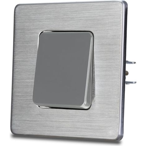 Interrupteur simple gris pour escalier en acier brossé (1/5)