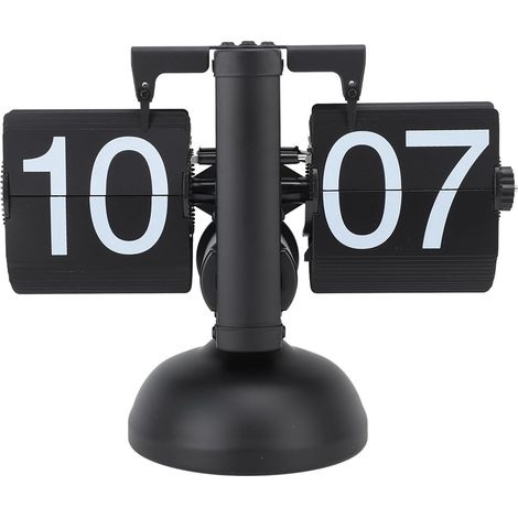 Retro Flip Clock with Mechanical Display in 304 Stainless Steel, Large 24-Hour Numbers, Adjustable Time for Living Room, Office, Study Shelf, Decoration (All Black) (1/5)