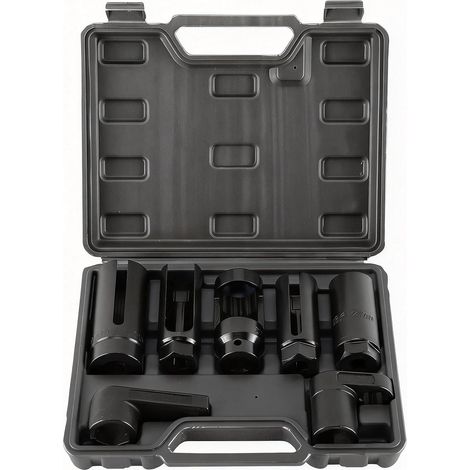 Lot de 7 clés pour sonde lambda 22 mm, 27 mm, 29 mm, douilles pour démontage de sondes lambda de voiture (noir) (1/5)