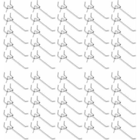 50 Pièces Crochets pour Panneau Perforé,Crochets pour étagères Murales pour Affichage Panneau Perforé Garage Magasin Outils Rangement Cintre Crochets pour étagères Murales