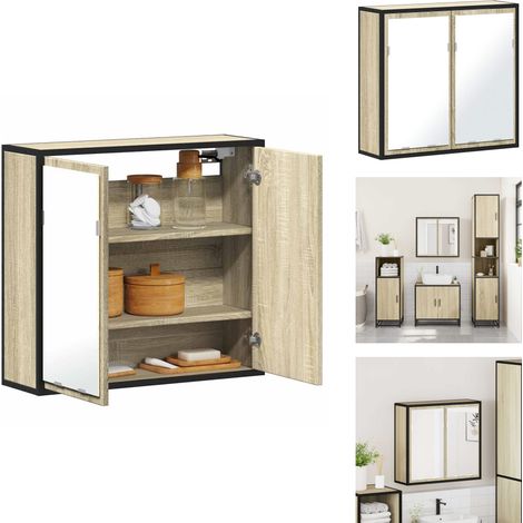 Armoire à miroir de salle de bain chêne sonoma bois ingénierie - Armoire De Toilette Avec Miroir - Armoires De Toilette Avec Miroir - Armoire À Miroir - Armoire De Toilette (1/5)